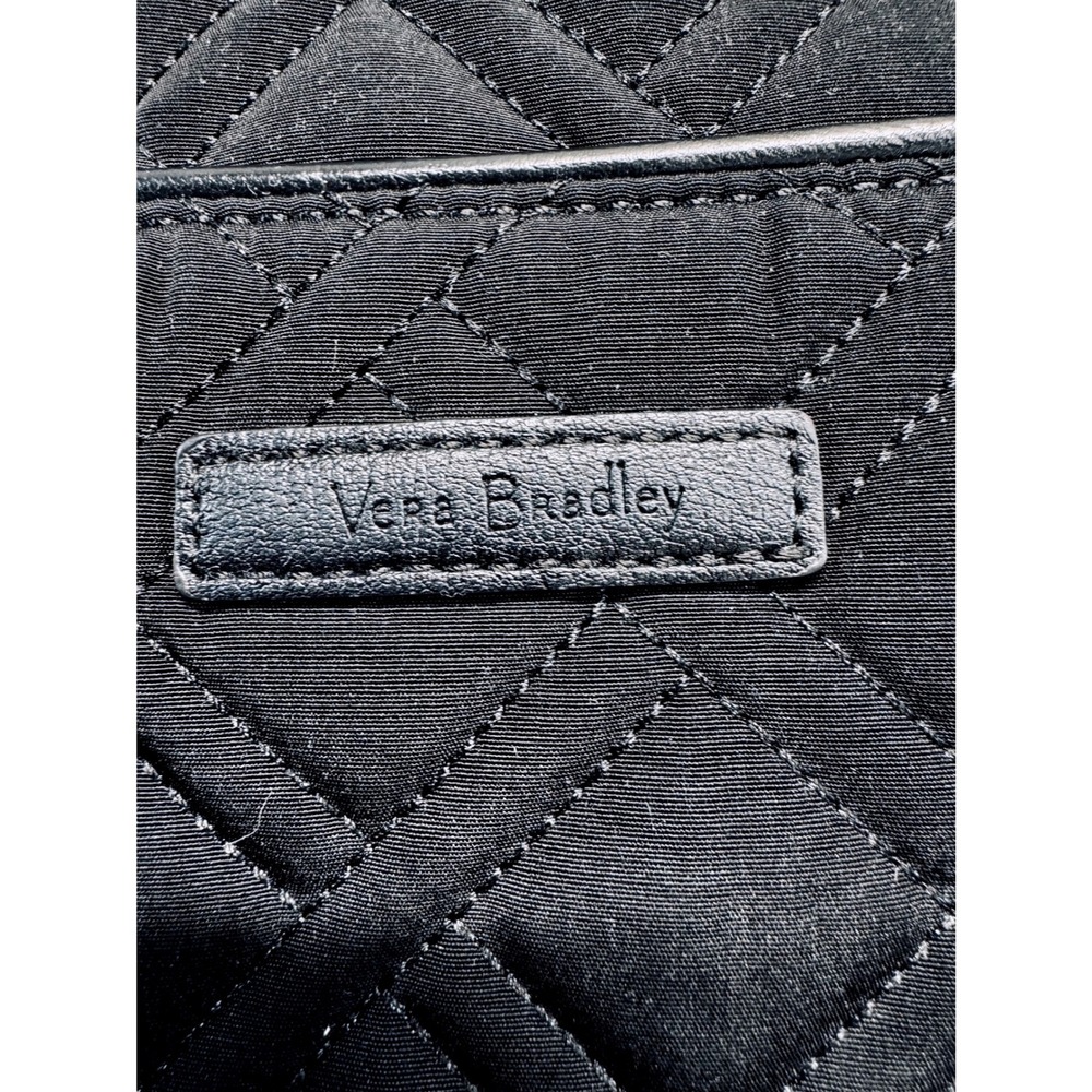 Vera Bradley Black Quilted Tote Bag Large Travel Work Laptop Shoulder Purse - Picture 2 of 12